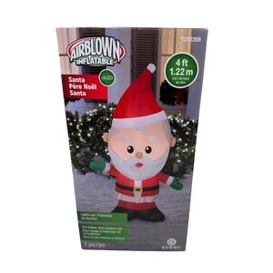 Gemmy Airblown Inflatable Santa Christmas Yard Decor 4ft LED Red Holiday Outdoor
